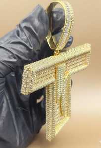 Pendentif de luxe Hip Hop personnalisé en argent 925, serti de pierres, avec numéro, nom ou initiale, style Rapper, bilingue, bicolore - Product Image 2