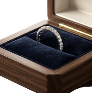 Anillo de Boda de Media Eternidad Apilable de Oro Sólido de 9K, 10K, 14K, 18K con Diamante Redondo Creado en Laboratorio con Certificado IGI, Claridad DEF VS VVS - Product Image 5
