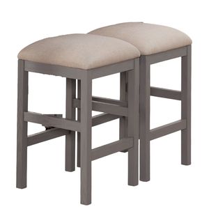 Ensemble de 2 meubles gris clair de salle à manger de cuisine tabourets de siège de coussin en tissu beige chaises de tabouret de nouveau design - Product Image 3