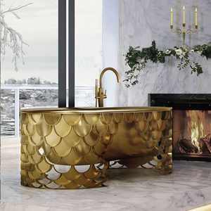 Baignoire autoportante de luxe en laiton poli exclusif pour salle de bain design, villa, hôtel et utilisation en aménagement intérieur haut de gamme - Product Image 3