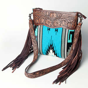 2026 New Arrival Unique Design Hand Tooled Fringe Saddle <b>Blanket</b> Sling Bag Bohemian Stylish Unisex Genuine Valentine's Day - Product Image 3