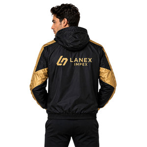 Custom Black Gold Hooded Windbreaker <b>Jacket</b> <b>Lightweight</b> Waterproof Outdoor <b>Jacket</b> Premium Sports <b>Running</b> Training Windbreaker - Product Image 4