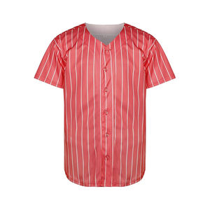 Camiseta de Béisbol con Botones, Estampada, Lisa, de Manga Corta, Estilo Hip Hop, 100% Poliéster, Transpirable, Personalizable - Product Image 2