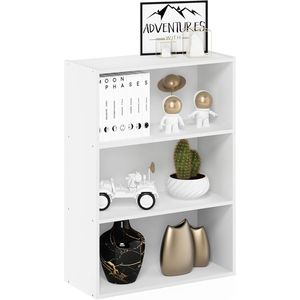 Estantería de 3 Niveles de MDF, 9.7x23.7x31.5 Pulgadas, Estantes de Almacenamiento Blancos Lisos para Sala de Estar, Dormitorio, Oficina en Casa - Product Image 4
