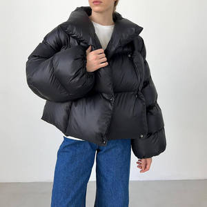 Premium Quality Women Winter Hooded Zipper Knitted Puffer <b>Jacket</b> Long Sleeve Waterproof Breathable Eco-Friendly Reversible - Product Image 5