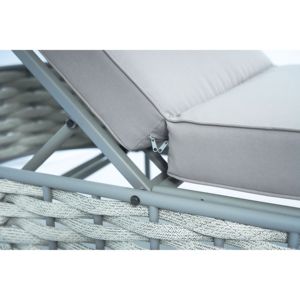 Tumbona de cuerda tejida a mano de lujo para exteriores con cojines de Reposabrazos de aluminio ajustables para patio junto a la piscina o tomar el sol - Product Image 6