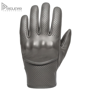 Wholesale Men's Gunmetal Grey Leather Riding <b>Gloves</b>, Perforated Summer Motorbike <b>Gloves</b> Hard Knuckle Protection OEM - Product Image 1