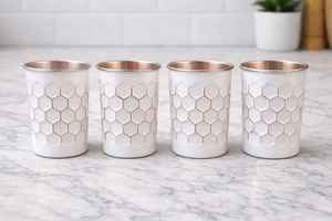 Gobelet à boire en cuivre noir avec incrustation en nid d'abeille doré, tasse à eau en métal faite à la main pour les dîners, les fêtes, la maison et les cadeaux - Product Image 2