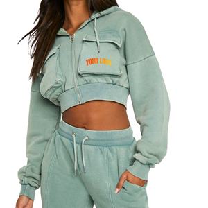 Sweat à capuche pour femme d'hiver, respirant et à séchage rapide, avec logo personnalisé sur le devant, longueur standard, polyester/coton - Product Image 1