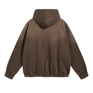 Sudadera con capucha oversize para hombre con bordado, para parejas, con bolsillo, estilo urbano de invierno, forro polar de 280 g/m², lavado ácido, efecto desgastado por el sol, con cremallera, ecológica y transpirable - Product Image 4