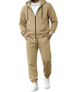 ชุดวอร์มผู้ชายผ้าฟลีซคอตตอน 100% พิมพ์ลายได้ตามต้องการ ชุดลำลองสองชิ้นสำหรับผู้ชาย - Product Image 1