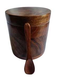Tarro de Almacenamiento de Madera de Acacia con Tapa, Contenedor de Almacenamiento de Cocina de Madera Hecho a Mano, Tarro de Especias de Madera Natural, Almacenamiento Decorativo de Alimentos - Product Image 1