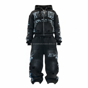 Survêtement streetwear pour hommes, imprimé, surdimensionné, avec cordon de serrage, personnalisable, OEM, vente en gros - Product Image 3