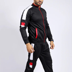 <b>Men's</b> <b>Black</b> Printed Color Block Streetwear Tracksuit Set Breathable Hooded Drawstring <b>Jacket</b> and Ankle-Length Pants Eco-Friendly - Product Image 3