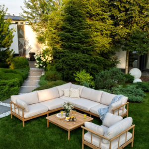 Juego de Sofás Seccionales en Forma de L de Madera Sólida Personalizable, Ecológico, Duradero, Convertible, Tapizado en Tela, Estilo Minimalista para Apartamentos - Product Image 4