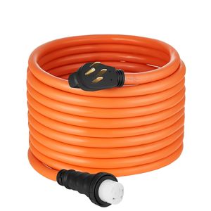 สายไฟเครื่องกำเนิดไฟฟ้า 50 แอมป์ ยาว 100 ฟุต 125/250 โวลต์ สายไฟสำหรับรถบ้าน NEMA 14-50P SS2-50R แบบล็อคเกลียว สำหรับงานหนัก 6AWG/3 SJTW ETL - Product Image 1