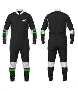 Combinaison intégrale noire pour homme avec accents verts et gris, fermeture éclair sur le devant, combinaison de parachutisme taille adulte, combinaisons de parachutisme personnalisables - Product Image 1