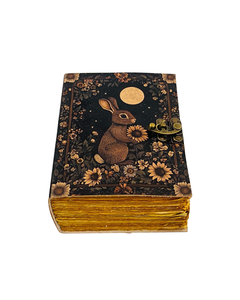 Bunny Rabbit Leather Grimoire Journal Handmade Vintage <b>Notebook</b> Embossed Animal Diary <b>Book</b> of Shadows for Writing and Sketching - Product Image 1