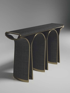 New design brass console <b>table</b> with bronze patina brass inlay luxury textured accent <b>table</b> premium woven entryway - Product Image 3