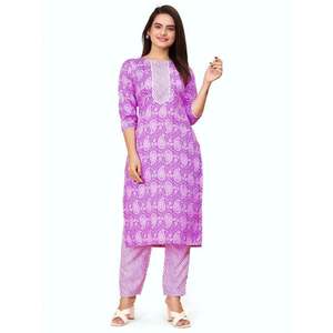 ATTRACTIVE SOFT COTTON WITH DIGITAL PRINT WORK KURTI PANT SET PINK - Product Image 1