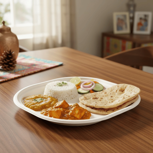 Assiettes carrées compostables en bagasse de 7 pouces de qualité supérieure |   Barquette jetable biodégradable en canne à sucre 1D |   Assiette à nourriture pour fête écologique - Product Image 2