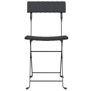 Ensemble de 4 chaises de bistrot pliantes en rotin PE noir, mobilier de patio en acier thermolaqué - Product Image 4