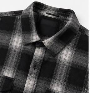 Men's 100% Cotton Yarn Dyed Plaid <b>Flannel</b> Shirt <b>Jacket</b> Long Sleeve Overshirt Single Button Loose Fit Autumn Casual Wear - Product Image 4