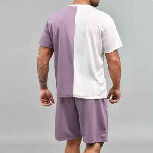 Hot Sale Product New Arrival Men Summer Short Sleeve T Shirts and Shorts <b>Twin</b> <b>Set</b> Contrast Color Men <b>Twin</b> <b>Sets</b> for Adults OEM - Product Image 2