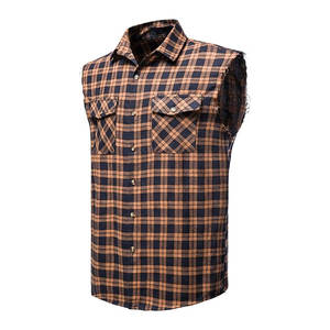 Camisa sin mangas de franela a cuadros para hombre, estilo casual con botones, chaleco ligero y ajustado con bolsillo - Product Image 3