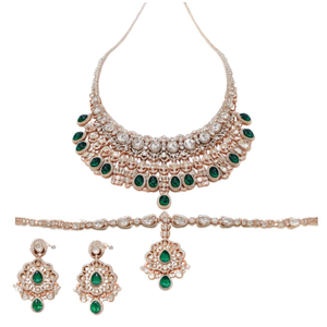 Kundan Beads Semi-<b>Bridal</b> Necklace <b>Set</b> with Earrings-Gemstone Fine <b>Jewelry</b> Gift - Product Image 2