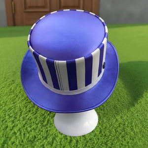 Sombrero de cuero hecho a mano de primera calidad, unisex, con rayas azules y blancas, estilo Steampunk, gótico, vintage, para festivales y cosplay. - Product Image 5