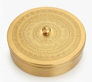 Boîte de rangement élégante pour épices en laiton rond avec couvercle, design bohème, 7 compartiments, organisateur de cuisine, récipient en métal anti-poussière - Product Image 6