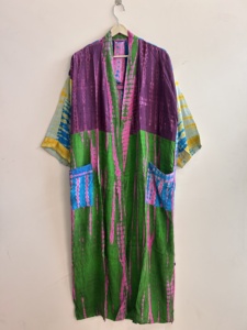 Kimono de seda para mujer, bata de playa, ropa de lujo para estar en casa, vestido largo tipo kimono. - Product Image 1