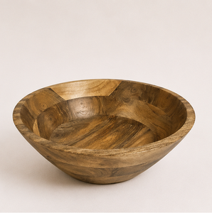 Bol de service en bois de manguier naturel, écoresponsable et fait main, grand format, pour salades, fruits et collations, personnalisable avec logo, vente en gros - Product Image 1