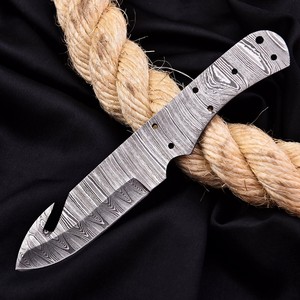 Cuchillo de Acero de Damasco en Blanco para Forjar, Hoja Completa, Tipo Gut Hook, Kit de Cuchillo de Caza de Hoja Fija Personalizado OEM/ODM - Product Image 1