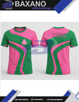 Alpha |   Kapa |   T-shirt à manches courtes pour homme Alpha Sorority, imprimé géométrique vert et rose, coupe classique, 100% coton respirant