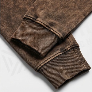 Conjunto de Chándal Ligero de Algodón Sólido con Parche Bordado Desgastado Personalizado, Estilo Casual de Invierno, Pantalones Deportivos con Lavado Ácido - Product Image 6
