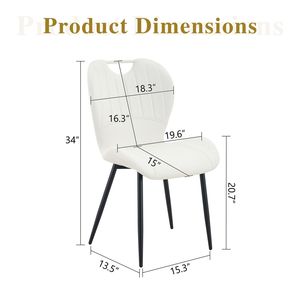 Set di 4 Sedie da Pranzo Bianche in PU con Maniglia Integrata, Telaio in Metallo Nero e Piedini Regolabili per Sala da Pranzo Domestica - Product Image 3