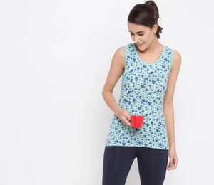 Débardeur sans manches à imprimé floral pour femme, col rond, tricoté, décontracté, respirant, en coton, longueur normale - Product Image 6
