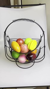 Top Selling Wholesale Unique Shaped Fruit Basket Metal Black Finishing <b>Storage</b> Organizer for Counter Coffee <b>Table</b> Bar - Product Image 6