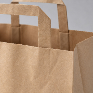 Custom <b>Brown</b> Kraft <b>Paper</b> <b>Bags</b> with Flat <b>Paper</b> Handles for Takeaway and Retail Packaging - Product Image 3