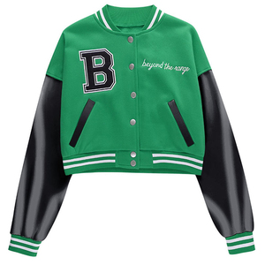 Chaqueta Varsity Corta para Hombre OEM con Logotipo Bordado, Chaqueta Bomber de Béisbol, Ropa Urbana, Chaqueta Universitaria Corta con Letras - Product Image 1