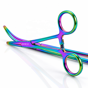 MJW Lot de 2 pinces à moustiques droites et courbées, finition multicolore, en acier inoxydable, pinces chirurgicales hémostatiques certifiées ISO - Product Image 3