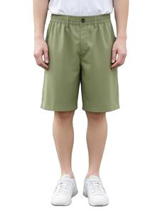 Pantalones cortos de verano para hombre con logotipo frontal, 100% algodón, transpirables, cintura elástica, casuales, hasta la rodilla, tipo cargo, hechos en Bangladesh. - Product Image 2