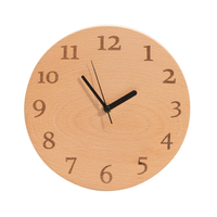 Horloge mécanique silencieuse en bambou de style antique, affichage 12 heures, finition brun clair, verre frontal, pendule, pour salon