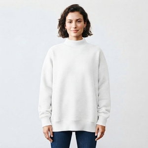 100% Cotton Women's Mockneck Sweatshirt Soft Warm Casual Pullover <b>Long</b> <b>Sleeve</b> <b>Top</b> for Fall Winter - Product Image 1