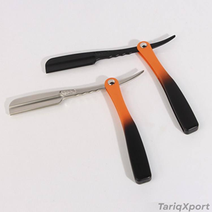 Straight Edge <b>Razor</b> Custom Logo Orange Black Gradient Handle Barber Salon Manual Super Stainless Steel <b>Blade</b> - Product Image 6