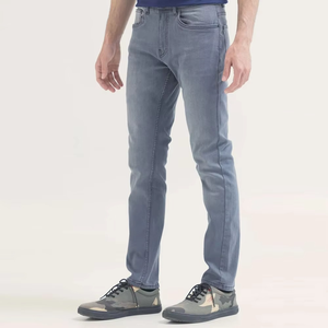 Jean en denim taille haute style jogger déchiré avec revers élastiques, confortable pour la maison et l'extérieur, pour hommes et garçons - Product Image 3