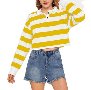 Wholesale Crop <b>Top</b> Ladies T Shirt Breathable Custom Made <b>Top</b> Quality Slim Fit Long Sleeve Polo Tee Shirt OEM Service <b>Top</b> Selling - Product Image 1