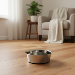 Mangiatoia per animali domestici in acciaio inossidabile da 1,0 L con base in gomma da 17 cm per cani e gatti - Product Image 3